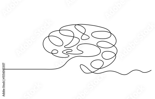 Continuous one line drawing of human brain. Hand drawn minimalism style, Brain line art vector illustration, psychology, idea and intelligence concept. Editable stroke.