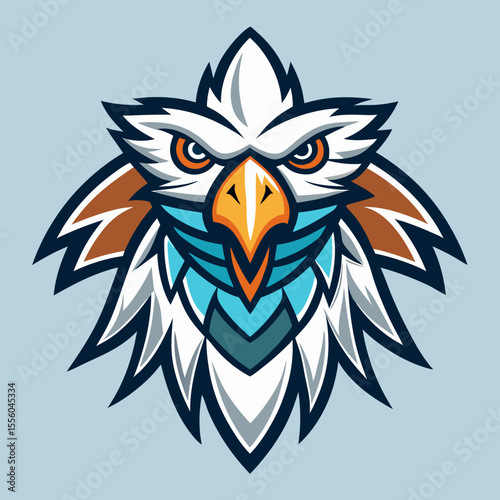 Aggressive stylized eagle head mascot logo design with fierce expression