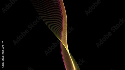 Abstract yellow and purple line waves overlay animation in dark background. line echo motion graphics overlay. 