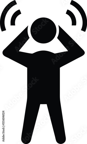 Stressed Person Icon – Anxiety Silhouette Holding Head with Shock or Tension Lines, Mental Health Symbol, Emotional Distress Vector Art
