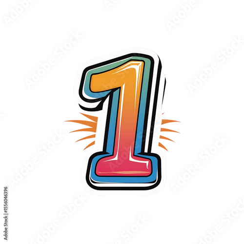 number 1 in fiery orange and gold