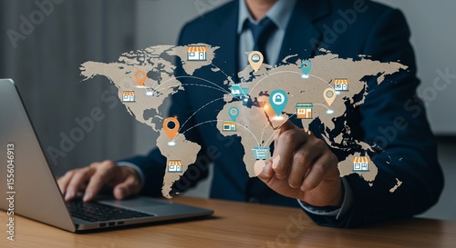 Startup Investment and Trade Development Concept on Digital Globe
