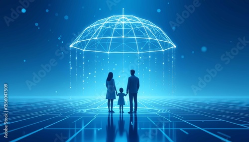 The Family's future is safe and secure, emanating from their silhouette amidst a blue light network