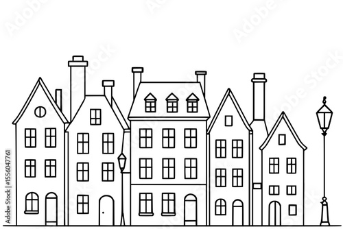 Vector Illustration of Old Town Street