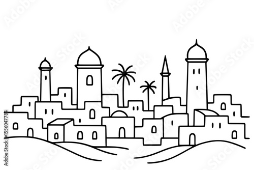 Desert City Skyline Vector Illustration