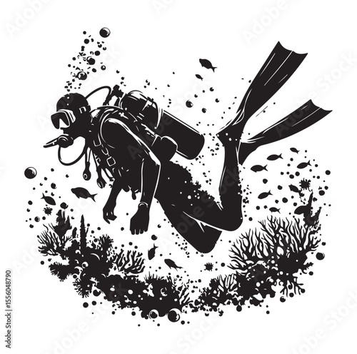 vector Scuba diving Silhouette Collection diving vector graphic