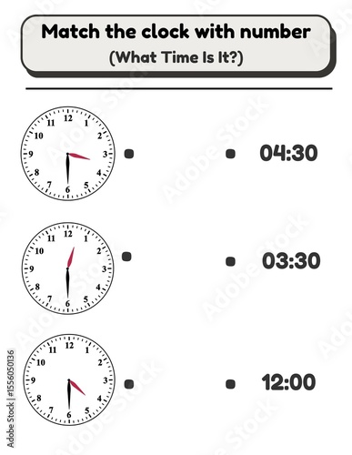 Matching Practice with clock and number for children