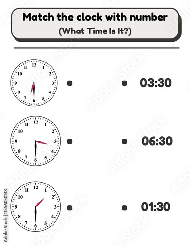Matching Practice with clock and number for children