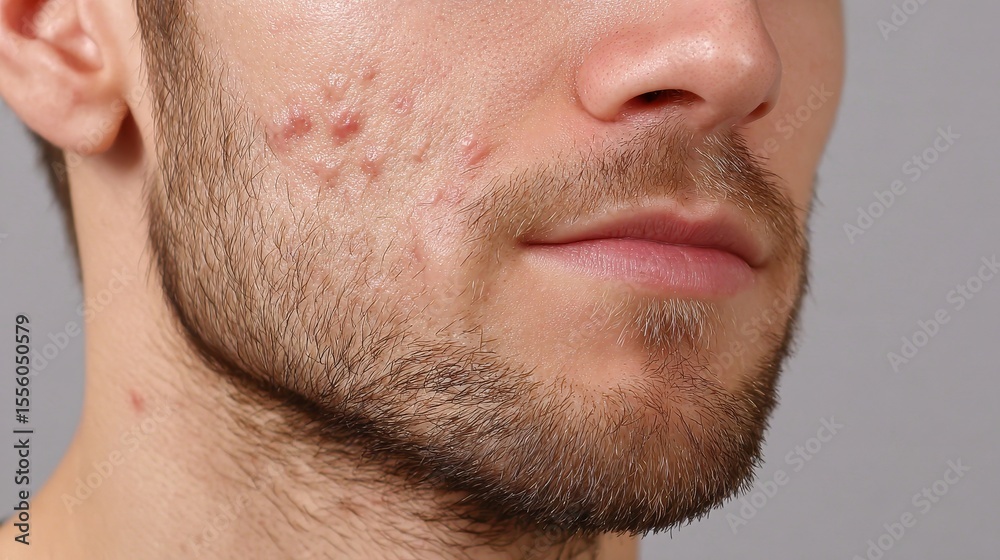 Obraz premium Acne treatment focused image on clear skin realistic lighting gigapixel quality highlighting blemishes and pores for beauty insights