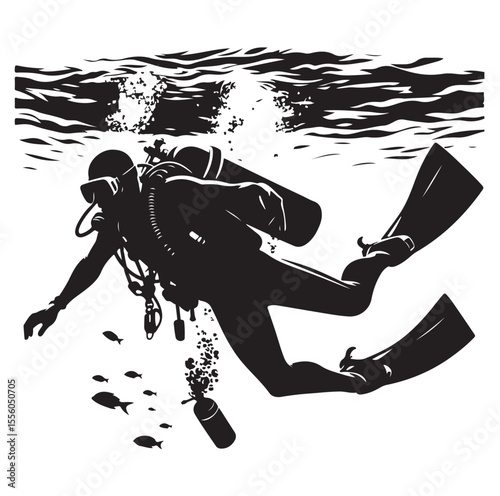 vector Scuba diving Silhouette Collection diving vector graphic