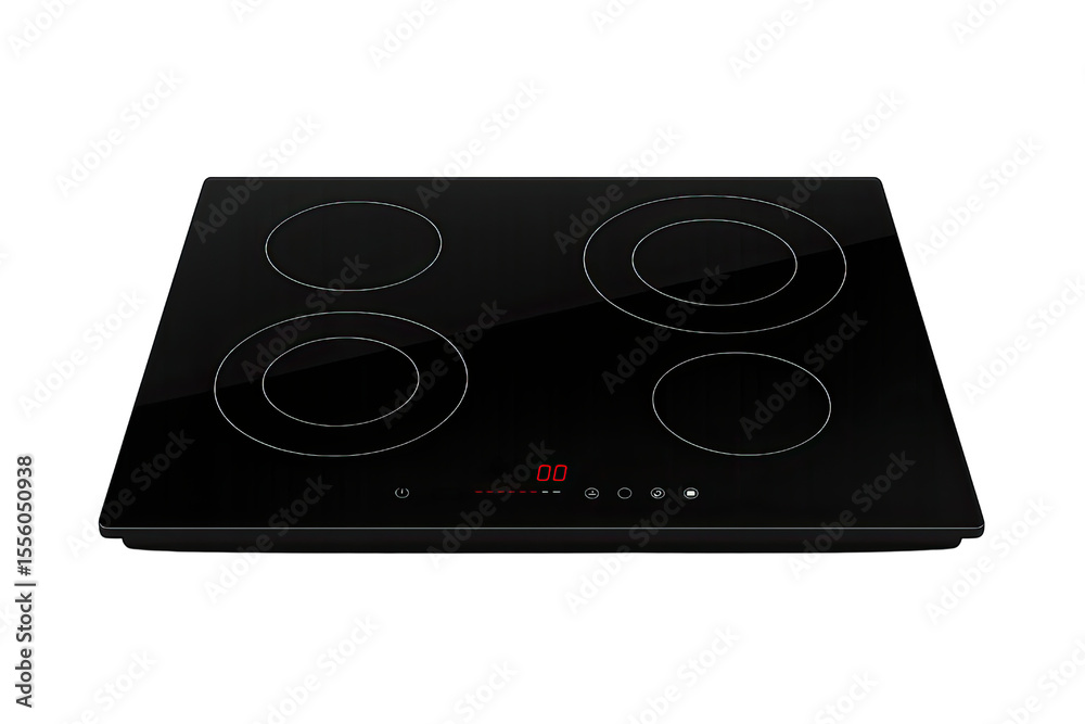 Fototapeta premium Smart Induction Cooktop with Flat Glass Surface and LED Touch Controls, Cutout Transparent PNG
