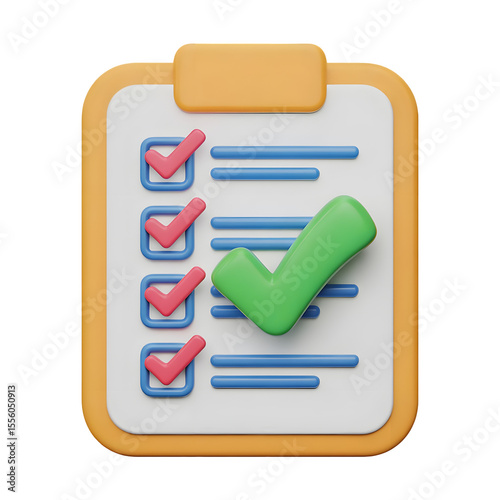 3d checklist clipboard icon for task management