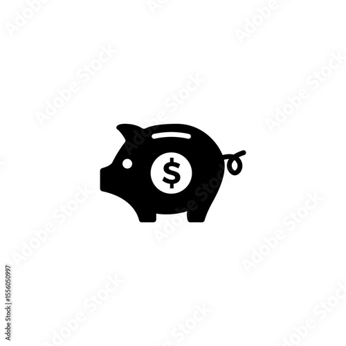 piggy bank icon black on white background. Savings icon vector.