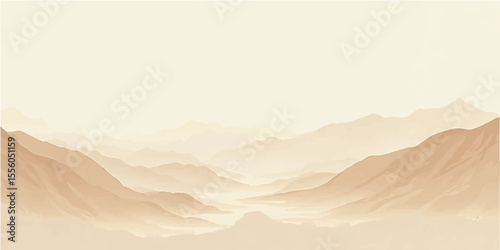 Calm Layered Mountains in Warm Sand Tone Background for Nature Designs

