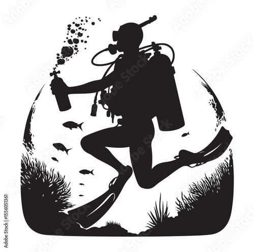 vector Scuba diving Silhouette Collection diving vector graphic