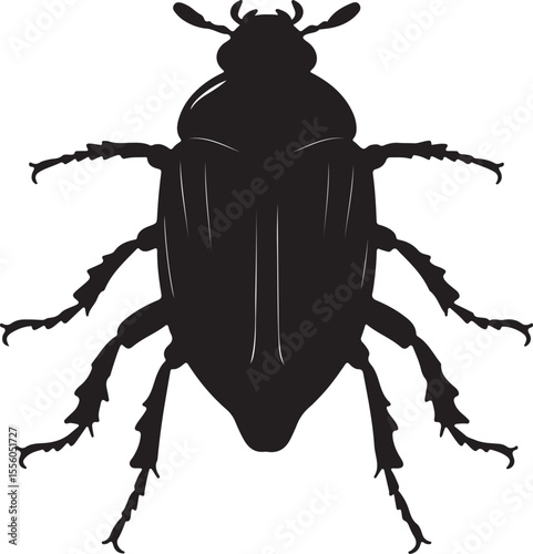  full black vect of Cockchafer insect in silhouette image white.