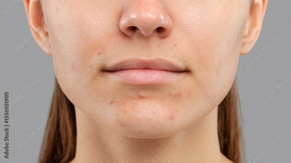 Obraz premium Exploring acne-prone skin detailed image of blemished faces in a diverse group highlighting pores and beauty in a gigapixel standard environment