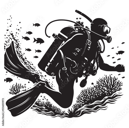 vector Scuba diving Silhouette Collection diving vector graphic