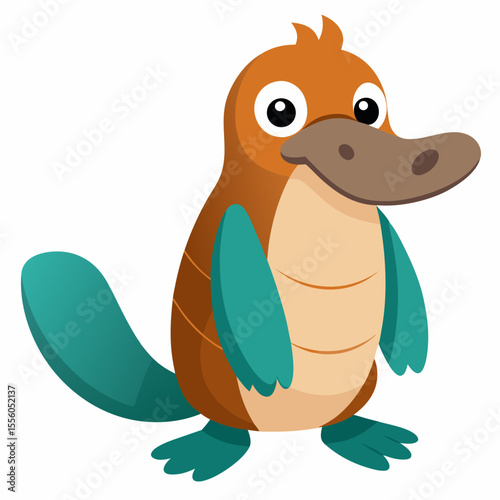 platypus vector illustration, animal, isolated on white background