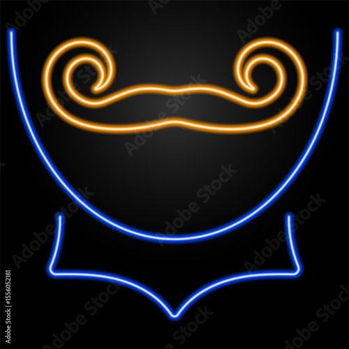 mustache neon sign, modern glowing banner design, colorful modern design trends on black background. Vector illustration.