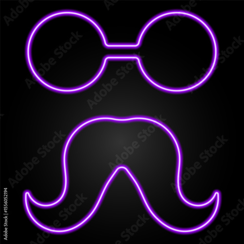 mustache neon sign, modern glowing banner design, colorful modern design trends on black background. Vector illustration.