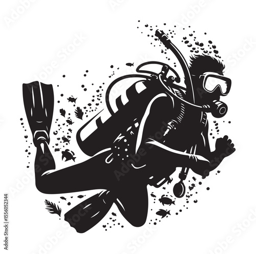 vector Scuba diving Silhouette Collection diving vector graphic