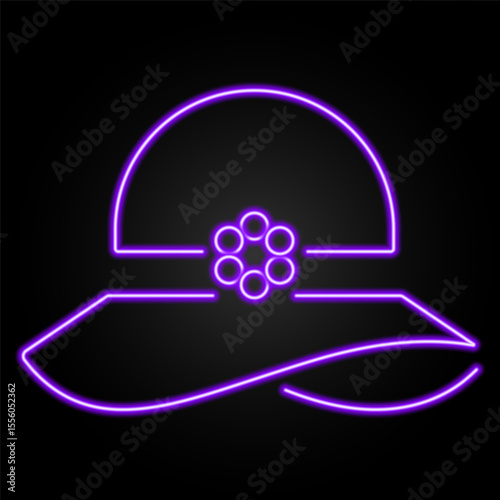 pamela hat neon sign, modern glowing banner design, colorful modern design trends on black background. Vector illustration.