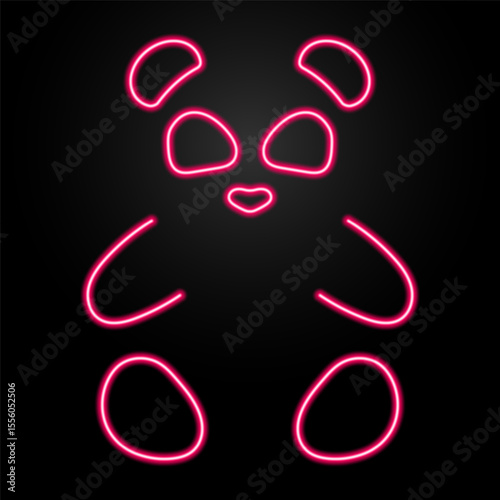 panda neon sign, modern glowing banner design, colorful modern design trends on black background. Vector illustration.