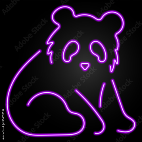 panda neon sign, modern glowing banner design, colorful modern design trends on black background. Vector illustration.