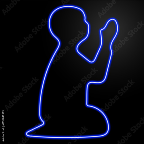 prayer neon sign, modern glowing banner design, colorful modern design trends on black background. Vector illustration.
