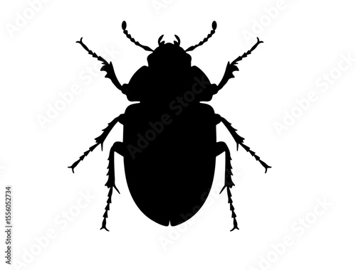 Generate full black vect of Dung beetle insect in silhouette image.