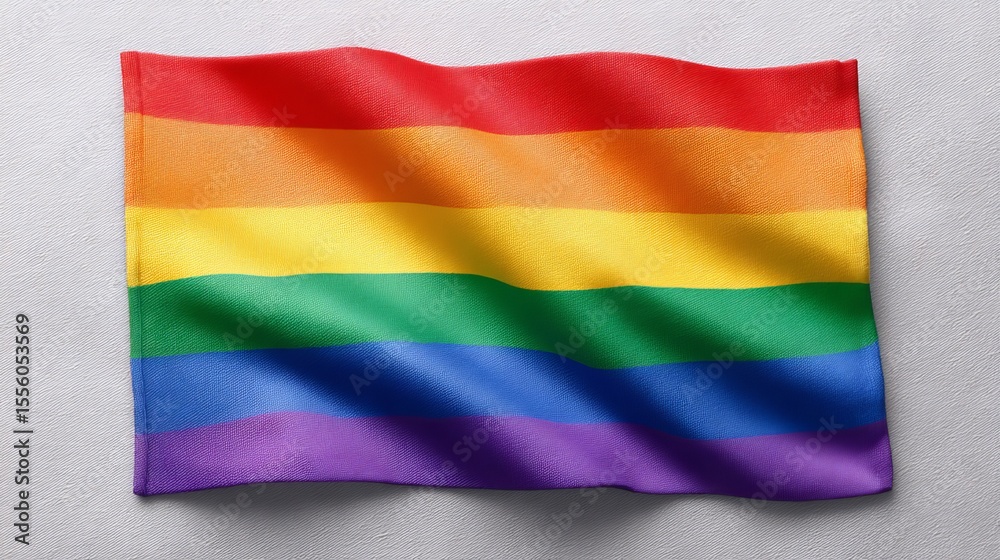 Fototapeta premium Closeup of rainbow flag fabric textures at a pride event celebrating lgbtq+ culture in a vibrant environment