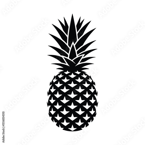 Pineapple vector silhouette with a white background