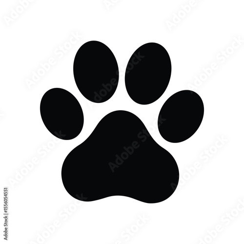 Simple black paw print vector on a white background