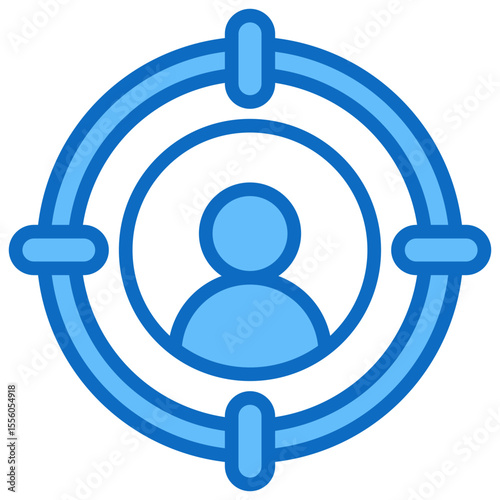 Target Audience Blue Fill Outline Style Icon - Person inside a target frame, representing audience targeting, user persona, or marketing segmentation