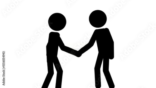 Simple Animation of Two Figures Shaking Hands  A Visual Representation of Agreement and Partnership
