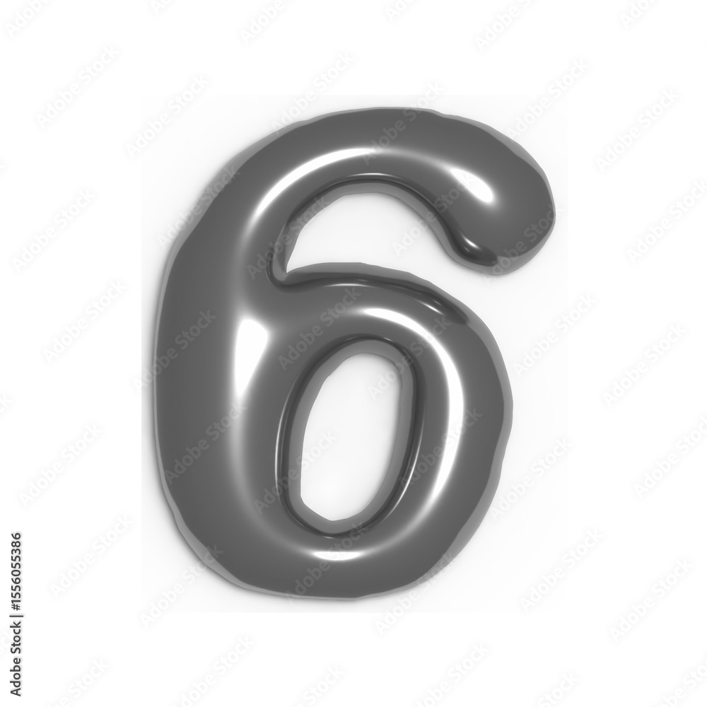 Metallic 3D Letter 6 – Silver Chrome Style Metallic 3D Letter 6 – Silver Chrome Style