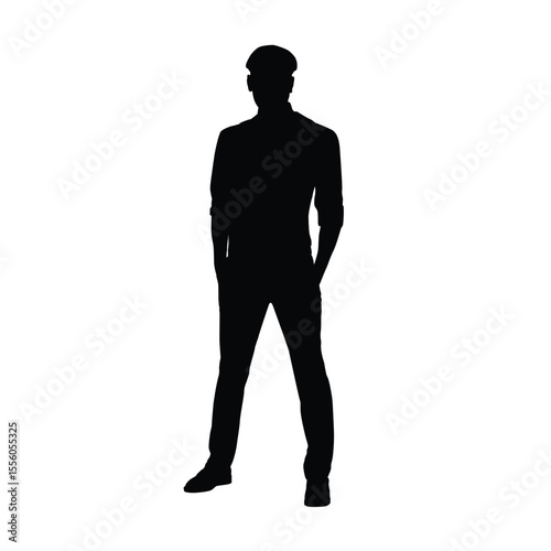 Silhouette of a Standing Male Figure in Stylish Attire