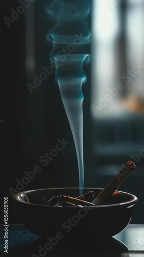 cigarette with smoke on a dark background
