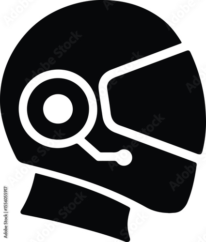 Silhouette astronaut helmet with microphone creative design vector Illustrator