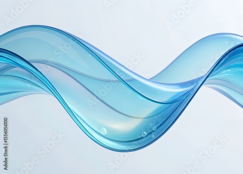 Abstract 3D liquid wave background with glass ribbon fluid and blue shapes. Featuring holographic gradient for iridescent flow texture and light. Contemporary spectral wallpaper movement