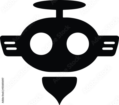 Silhouette cartoon robot icon design vector Illustrator
