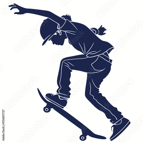 Skateboarding Boy Silhouette: Action Sports Graphic