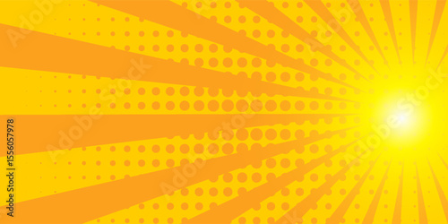 Abstract art yellow comic book cartoon magazine cover.  Vintage background art for comic superhero text  speech bubble vector message.
