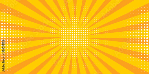 Pop art yellow comic book cartoon magazine cover. Cartoon cute retro Strip pattern mock up. Vintage background art for comic superhero text  speech bubble  message.