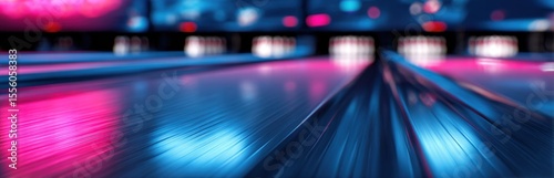 Wallpaper Mural Neon-lit bowling alley lanes blur into a vibrant, dynamic streak of motion, capturing the energy of the game. Torontodigital.ca