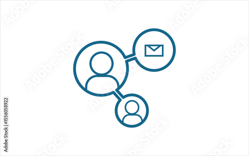 Line art vector of user connection with email icon. Ideal for CRM, digital communication, networking, and contact management designs. Vector illustrator file