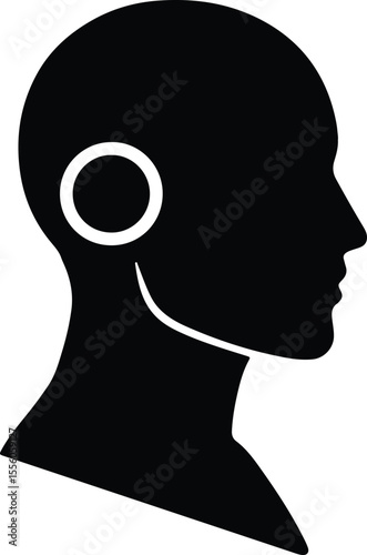 Silhouette human head with a futuristic device vector Illustrator