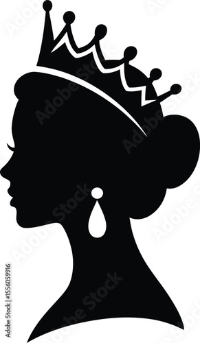 Queen Silhouette with Crown Vector Illustration