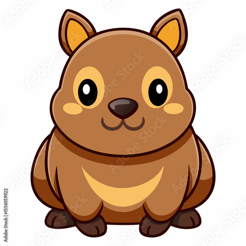 funny wombat cartoon vector illustration, animal, isolated on white background